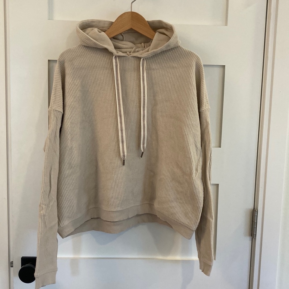 Aerie New Love Corded Hoodie in beige size small